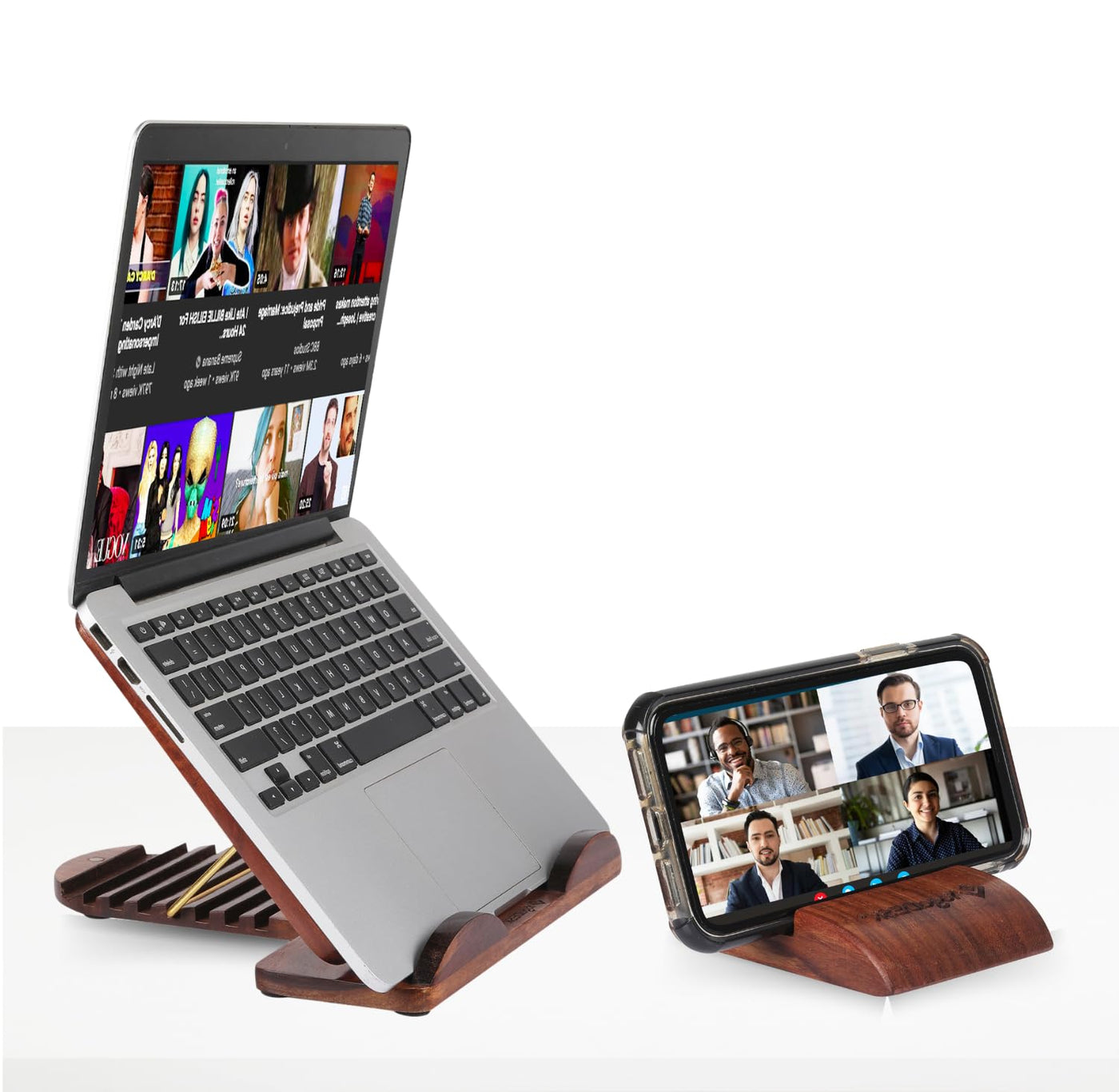 wooden laptop stand with mobile stand 